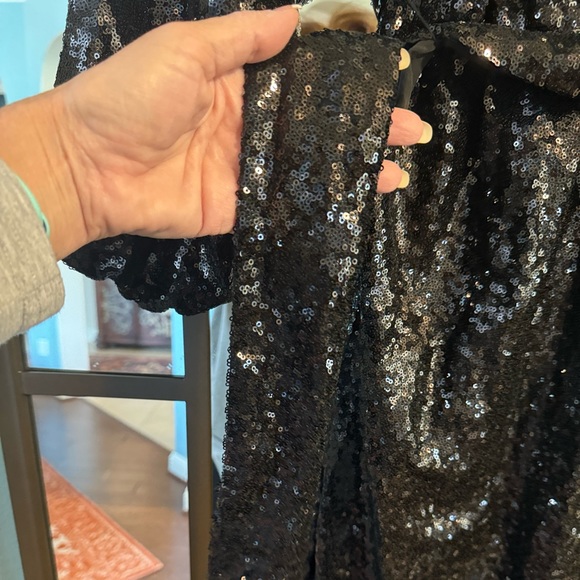 Anthropologie Sequin Mini Wrap Dress in Black XS - Picture 9 of 16